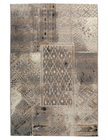 Gobelina 644 Grey Vintage Rug with Geometric Patterns
