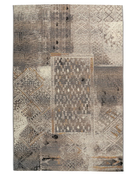 Gobelina 644 Grey Vintage Rug with Geometric Patterns