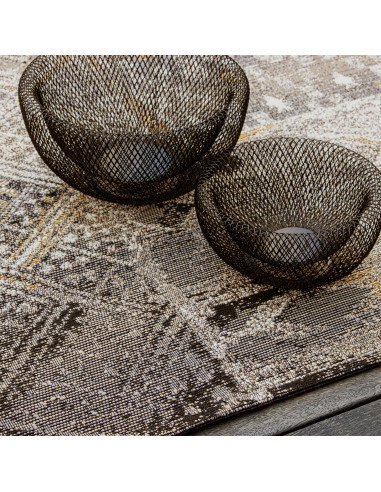 Gobelina 644 Grey Vintage Rug with Geometric Patterns