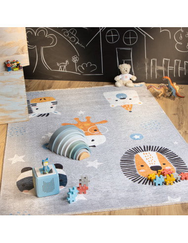 Eco-Friendly Kids Rug with Playful Animal Design