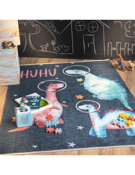 Playful Dinosaur Kids Rug in Recycled Cotton