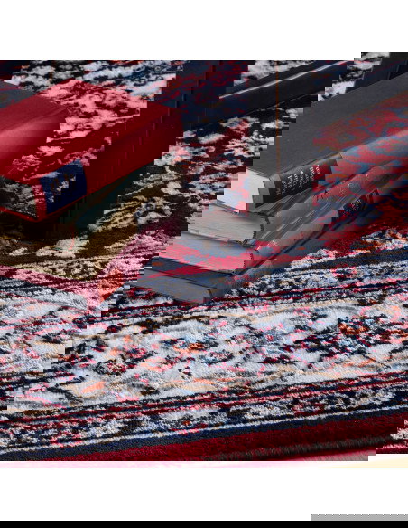 Tappeto salotto Isfahan 740 rosso elegante e moderno