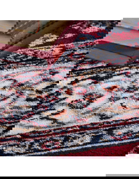 Tappeto salotto Isfahan 740 rosso elegante e moderno