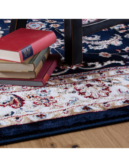Isfahan 741 Navy Rug with Floral Pattern & Durable Design