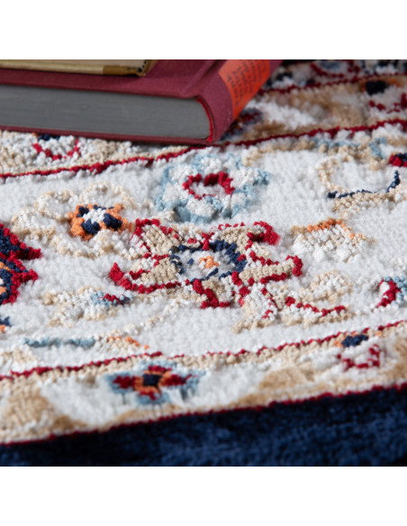 Isfahan 741 Navy Rug with Floral Pattern & Durable Design
