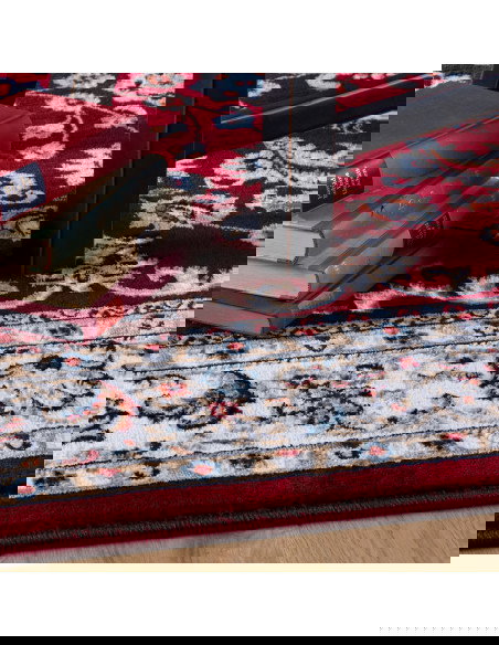 Tappeto Salotto Rosso Isfahan 741