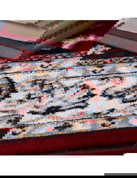 Tappeto Salotto Rosso Isfahan 741