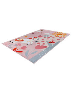 Playful Pink Kids Rug with Pony Design 2