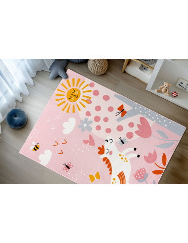 Playful Pink Kids Rug with Pony Design