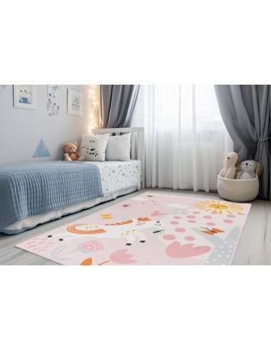 Playful Pink Kids Rug with Pony Design