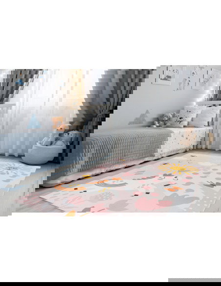 Playful Pink Kids Rug with Pony Design