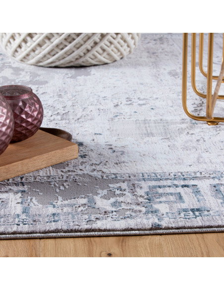 Opal 911 Taupe Vintage Rug with Blue Accents