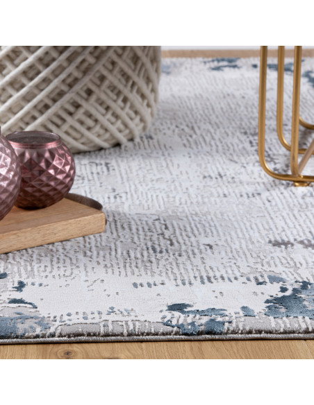 Tappeto salotto Opal 912 blu elegante e moderno