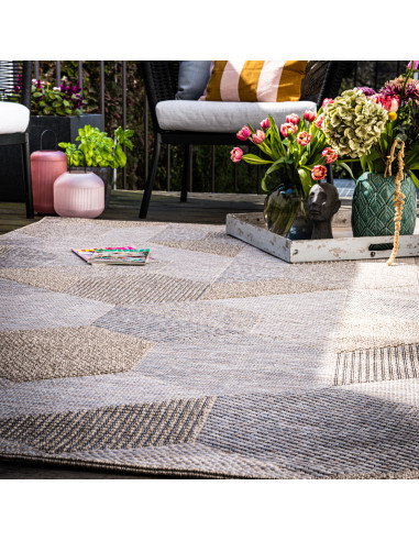 Oslo 705 Taupe Geometric Rug – Durable & Stylish