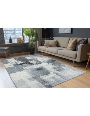 Posh 300 Grey Modern Patchwork Rug – Soft & Durable
