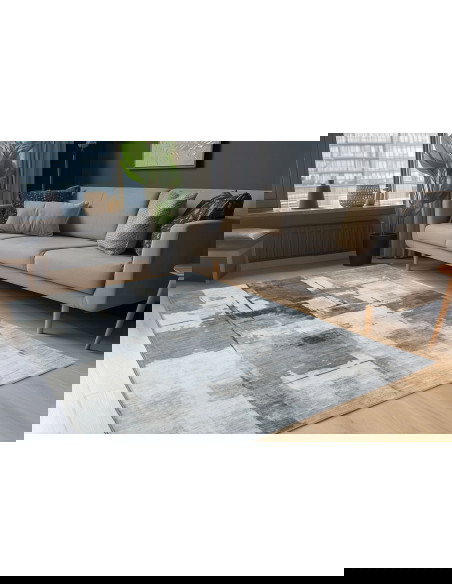 Posh 300 Grey Modern Patchwork Rug – Soft & Durable