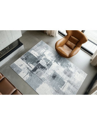 Posh 300 Grey Modern Patchwork Rug – Soft & Durable