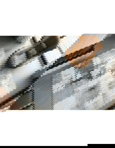 Posh 300 Grey Modern Patchwork Rug – Soft & Durable