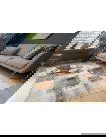 Posh 300 Terrakotta Rug – Modern Warm Patchwork Carpet