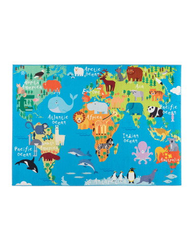Torino Kids World Map Rug – Educational & Colorful Carpet