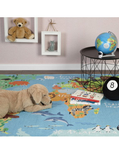 Torino Kids World Map Rug – Educational & Colorful Carpet