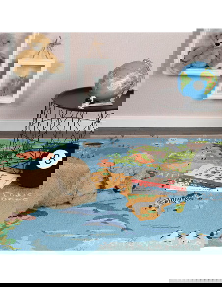 Torino Kids World Map Rug – Educational & Colorful Carpet