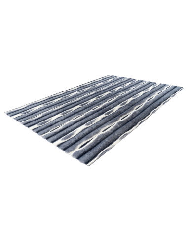 Waves 305 Blue Geometric Rug with Plush Texture