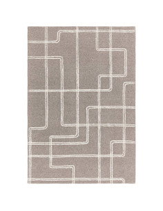 Tappeto Ada Grey in lana naturale, design geometrico e stile boho chic per un ambiente elegante, confortevole e facile da mante