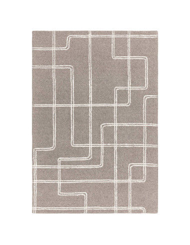 Tappeto Ada Grey in lana naturale, design geometrico e stile boho chic per un ambiente elegante, confortevole e facile da mante