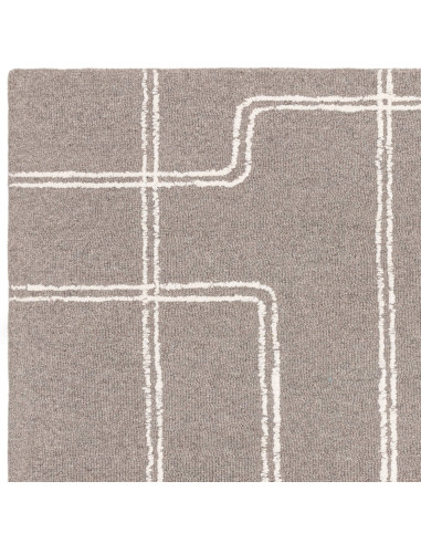 Tappeto Ada Grey in lana naturale, design geometrico e stile boho chic per un ambiente elegante, confortevole e facile da mante