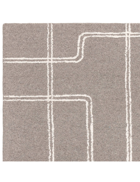 Tappeto Ada Grey in lana naturale, design geometrico e stile boho chic per un ambiente elegante, confortevole e facile da mante