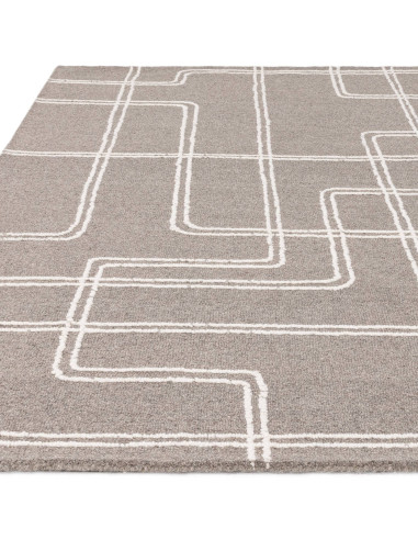 Tappeto Ada Grey in lana naturale, design geometrico e stile boho chic per un ambiente elegante, confortevole e facile da mante