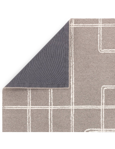 Tappeto Ada Grey in lana naturale, design geometrico e stile boho chic per un ambiente elegante, confortevole e facile da mante