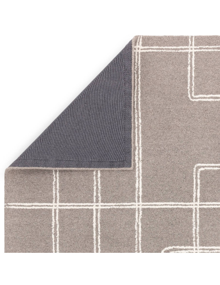 Tappeto Ada Grey in lana naturale, design geometrico e stile boho chic per un ambiente elegante, confortevole e facile da mante