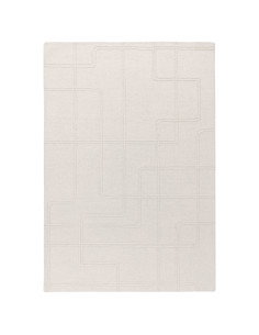 Tappeto Ada Ivory in lana naturale, design geometrico raffinato, perfetto per ambienti moderni, boho chic ed etnici. Eleganza e