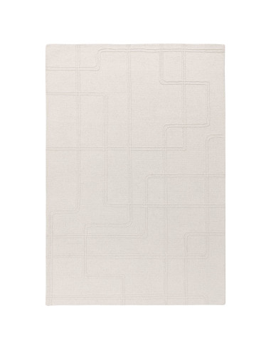Tappeto Ada Ivory in lana naturale, design geometrico raffinato, perfetto per ambienti moderni, boho chic ed etnici. Eleganza e
