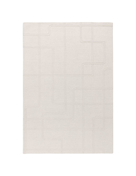 Tappeto Ada Ivory in lana naturale, design geometrico raffinato, perfetto per ambienti moderni, boho chic ed etnici. Eleganza e