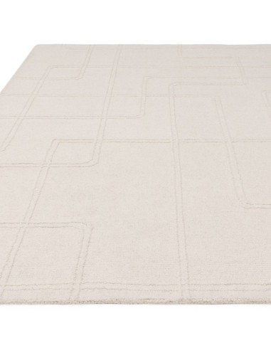 Elevate your space with the Ada Ivory boho rug, featuring a soft geometric design and natural wool for lasting comfort and time