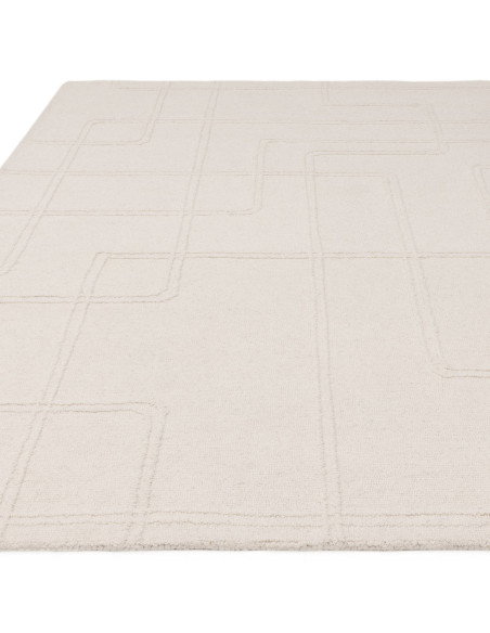 Elevate your space with the Ada Ivory boho rug, featuring a soft geometric design and natural wool for lasting comfort and time
