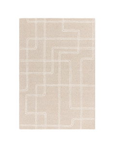 Tappeto Ada Sand in lana naturale, design geometrico perfetto per ambienti boho chic ed etnici, unisce eleganza, comfort e qual