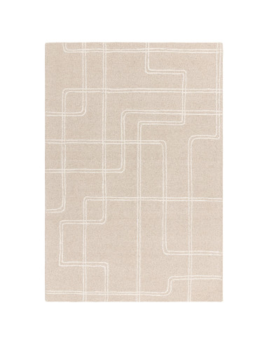 Tappeto Ada Sand in lana naturale, design geometrico perfetto per ambienti boho chic ed etnici, unisce eleganza, comfort e qual