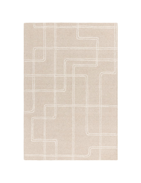 Tappeto Ada Sand in lana naturale, design geometrico perfetto per ambienti boho chic ed etnici, unisce eleganza, comfort e qual