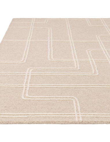 Tappeto Ada Sand in lana naturale, design geometrico perfetto per ambienti boho chic ed etnici, unisce eleganza, comfort e qual