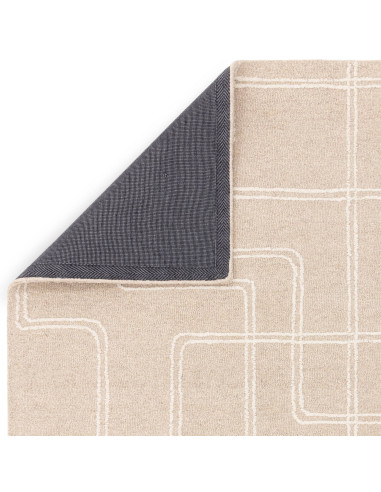 Tappeto Ada Sand in lana naturale, design geometrico perfetto per ambienti boho chic ed etnici, unisce eleganza, comfort e qual