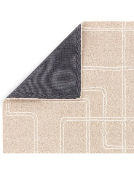 Tappeto Ada Sand in lana naturale, design geometrico perfetto per ambienti boho chic ed etnici, unisce eleganza, comfort e qual