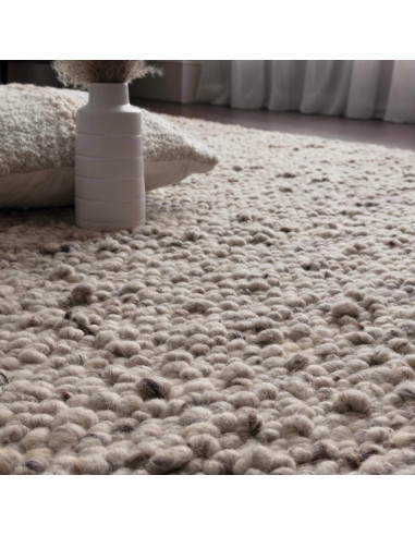 Tappeto Adler Silver in lana naturale, stile boho chic ed etnico, morbido e resistente, perfetto per un ambiente elegante e acc