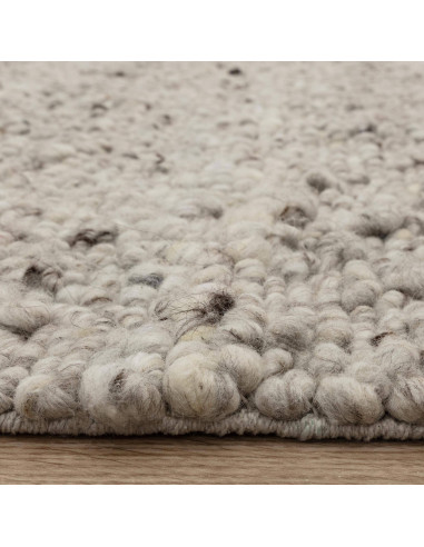 Tappeto Adler Silver in lana naturale, stile boho chic ed etnico, morbido e resistente, perfetto per un ambiente elegante e acc