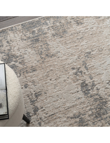 Elevate your space with the Anders AN01 Grey boho rug, featuring a durable abstract design in soft greys for timeless bohemian