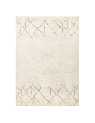 Tappeto Azera Berber Crosshatch in lana naturale, design geometrico boho chic, perfetto per ambienti moderni ed etnici, morbido