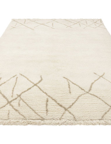 Elevate your space with the Azera Berber Crosshatch boho rug—handcrafted natural wool, timeless geometric design, and plush com